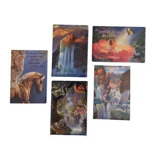 Vintage Leanin Tree Fantasy Art Magnets Lot Of 5 Inspirational Designs NOS